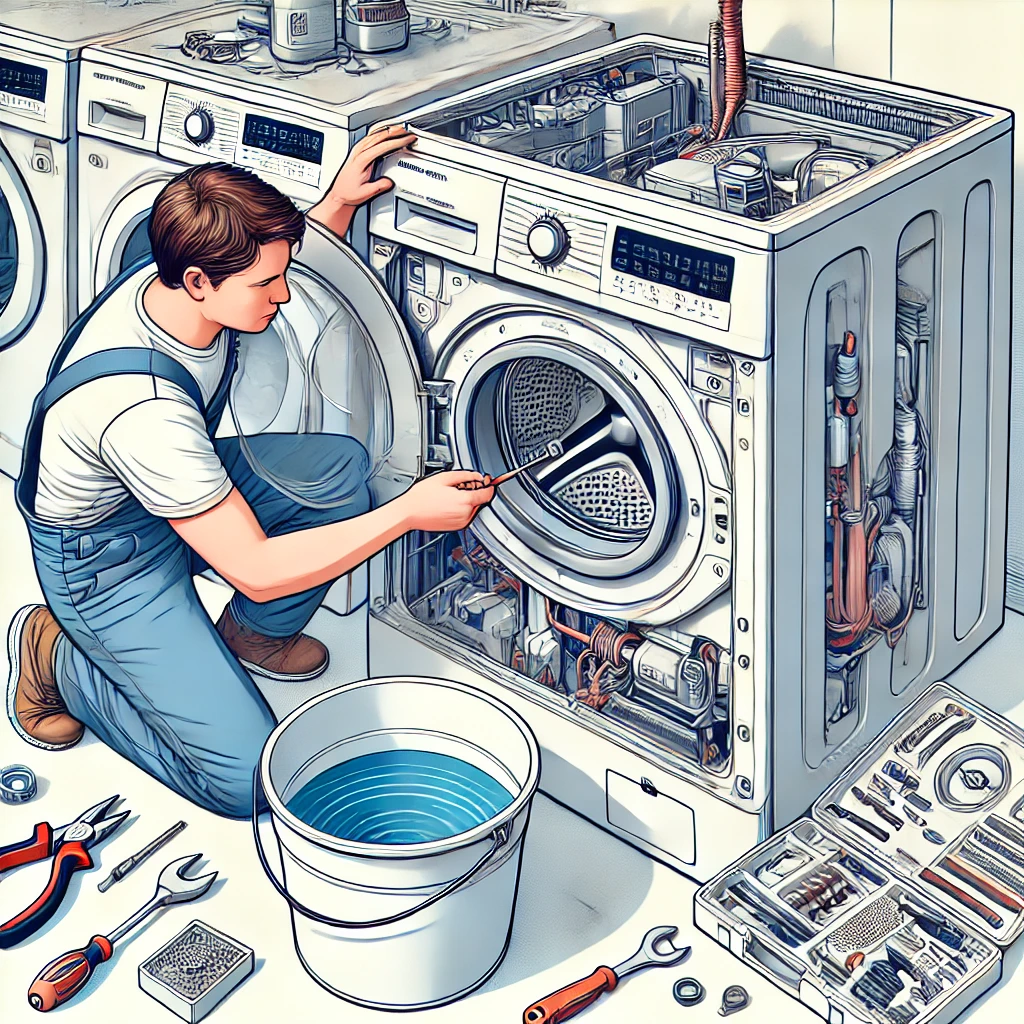Fix Masters technician repairing washing machine in Miami home